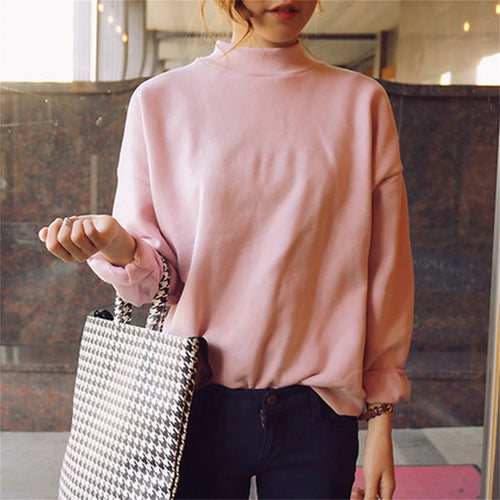 Blush High-Neck Cozy Sweatshirt