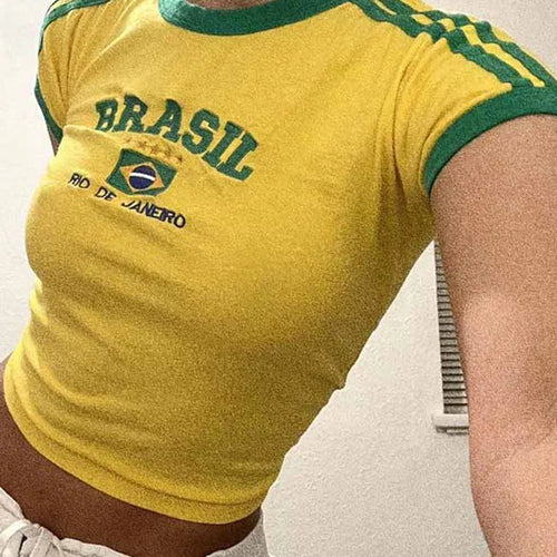 Brazil Rio Retro Crop Tee